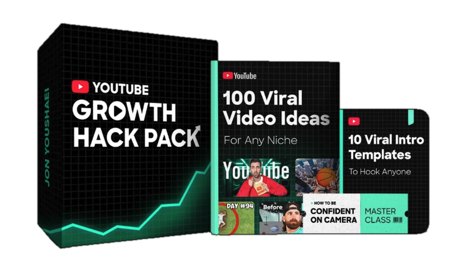 The YouTube Growth Hack Pack: a box and two guides, 100 Viral Video Ideas and 10 Viral Intro Templates